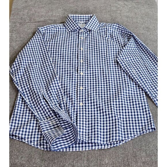 Charles Tyrwhitt Shirt Mens 15.5 Plaid Non Iron Slim Fit French Cuff LS Buttons - Picture 10 of 15